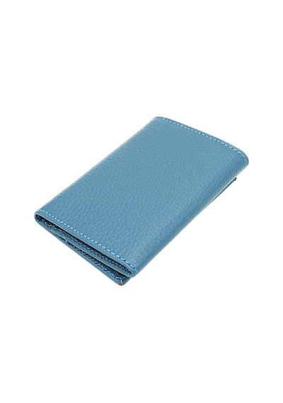 Westpolo Unisex Hakiki Deri Bozuk Para Ve Kağıt Para Bölmeli Cüzdan Kartlık - Kot Mavi Açık Mavi