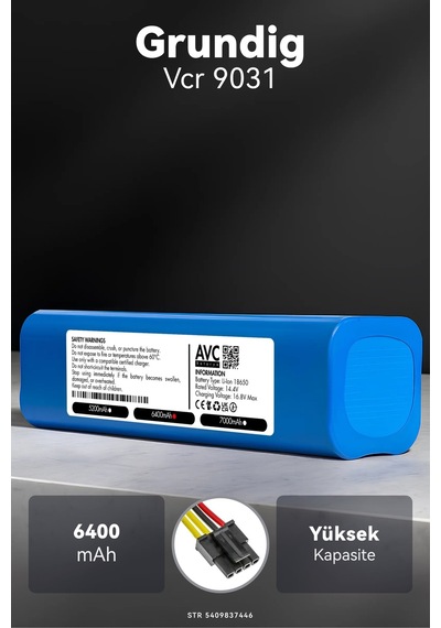 Grundig Uyumlu Vcr 9031 6400mah Robot Süpürge Bataryası M.ö