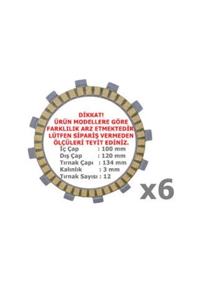 Sr 250 Debriyaj Balatası 6 Lı 100-120-134 Mm 12 Tırnak