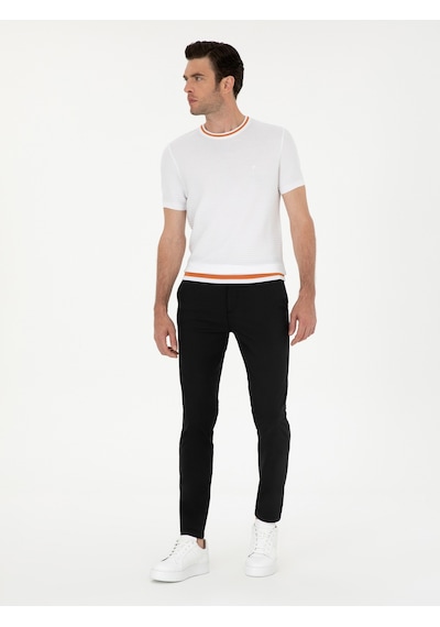 Cacharel Siyah Slim Fit Kanvas Pantolon