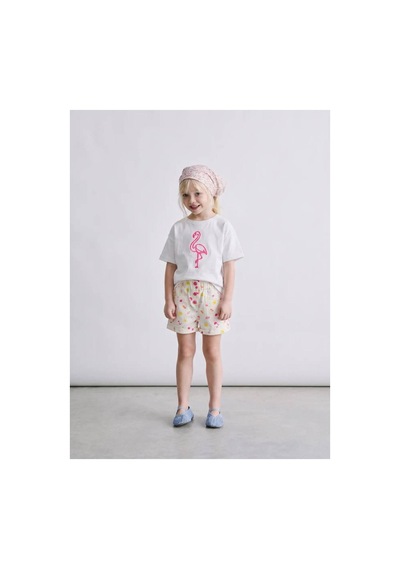 Poala Kids Dokuma Flamingo Takım Beyaz