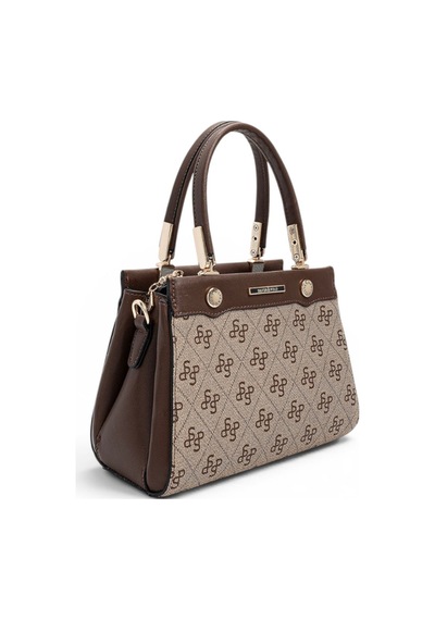 Silver & Polo Silver Polo Koyu Bej - Kahve Monogram Kadın El Çantası Sp1292