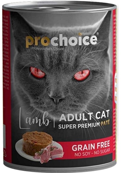Pro Choice Kuzu Etli Şekersiz Tahılsız Ezme Yetişkin Kedi Konservesi 400gr 12'li