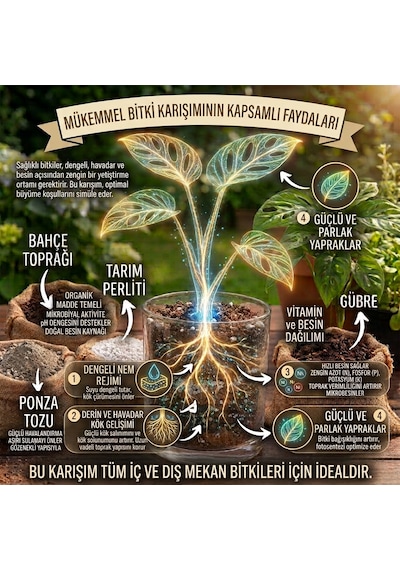 5 Litre Bitki Toprağı Saksı Toprağı Bahçe Toprağı Tarım Perliti Ponza Tozu Ve Gübre Katkılı Yetiştirme Toprağı
