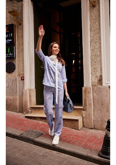 Elli2 Eternal Paısley Pijama Takımı Açık Mavi