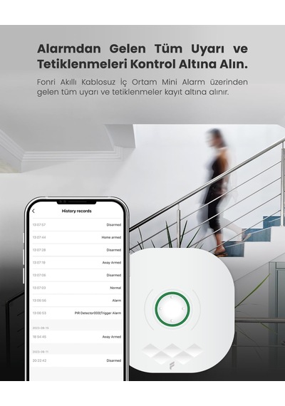 Akıllı Pratik Alarm Seti Akıllı Alarm, Akıllı Kapı Pencere Sensörü, Kumanda, Yüksek Sesli, 2 Yıl , Uz