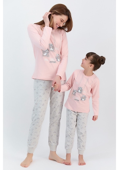 Rolypoly Smile Every Day Pudra Kız Çocuk Pijama Takımı 5274-28267 Pudra
