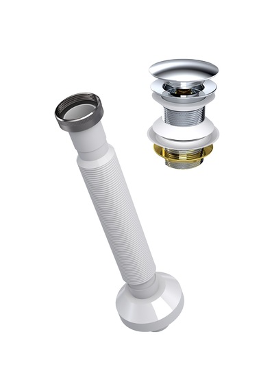 Suera Magic Pipe Körüklü Gider Borusu + Qualis Pop-up Set Zamak - Taşma Deliksiz
