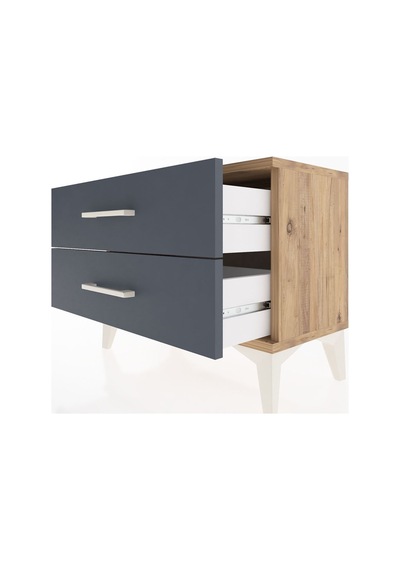 Arges Komodin 2 Çekmeceli 60x30x48 Çam-antrasit Atlas Çam