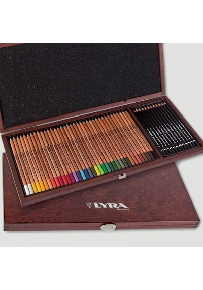Lyra 50 Parça Polycolor Özel Gül Ağacı Ahşap Kutu Sketch Set