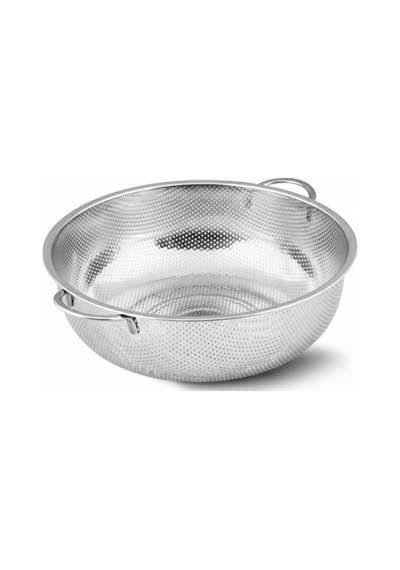 Premium 22 Cm Paslanmaz Çelik Mutfak Süzgeci, Çift Kulplu Metal Pirinç Ve Bakliyat Yıkama Kabı, Isıya Dayanıklı Delikli Sebze Meyve Süzme Kasesi Gümüş