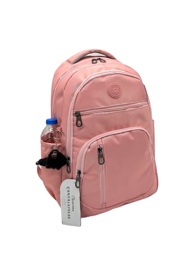 Pudra Vizon Unisex Okul Çantası Su Geçirmez Kumaş Unisex Okul Sırt Çantası 1700 Pembe