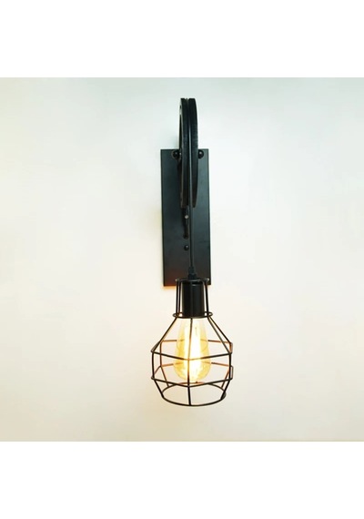 Loft Retro Kasnak Aplik Siyah