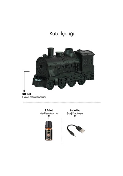 Hava Nemlendirici Tren Görünümlü Gece Lambası Koku Dağıtıcı Relax Aromaterapi Difüzör