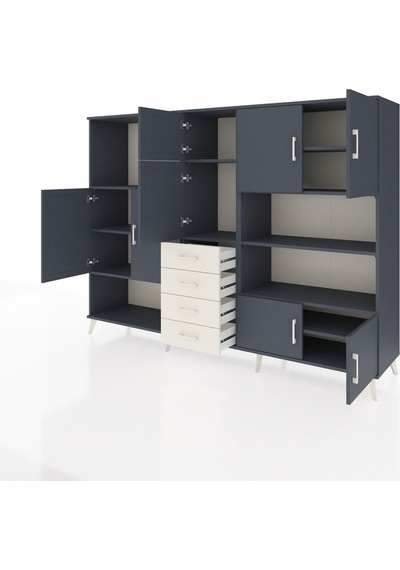 Hyperion Dolap 9 Raflı 4 Çekmeceli 8 Kapaklı 220x44x163 Antrasit- Antrasit-antrasit/aytaşı Hyperion Dolap 9 Raflı 4 Çekmeceli 8 Kapaklı 220x44x163 Antrasit- Antrasit-antrasit/aytaşı