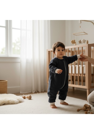 Enhitbaby Uzun Kollu Penye Astarlı 4 Kat Müslin Uyku Tulumu 1.5 Tog Antrasit