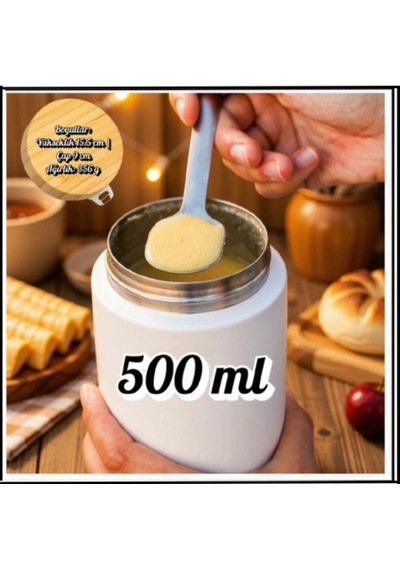 Uyguna-yakala 500 Ml-beyaz Çelik Yemek Termosu-erm.206