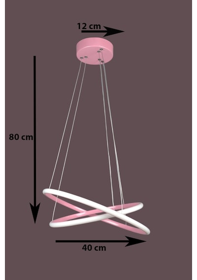 Koal Avize Rings 2'li Pembe Renk Modern Tasarım - Yatak Odası - Salon-çocuk Odası-mutfak Beyaz Led Sarkıt Avize Pembe