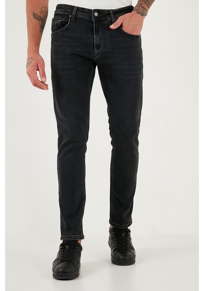 Buratti Pamuklu Slim Fit Yüksek Bel Dar Paça Jeans Erkek Kot Pantolon 3300C30Tokyo Siyah