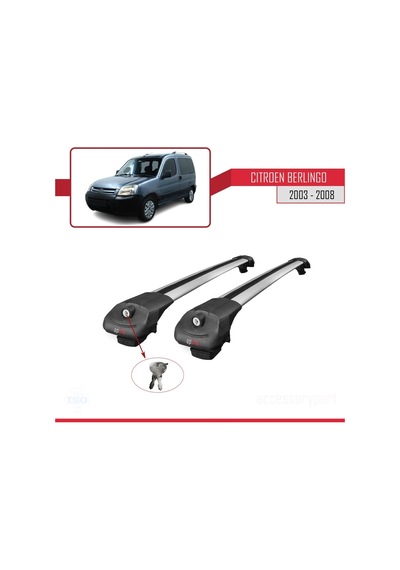 Citroen Berlingo 2003-2008 Arası İle Uyumlu Ace-1 Ara Atkı Tavan Barı Gri