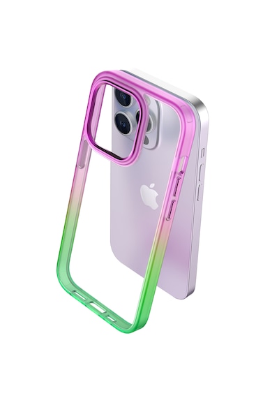 Apple Uyumlu iPhone Buff 13 Air Bumper Rainbow Kılıf Pink Green