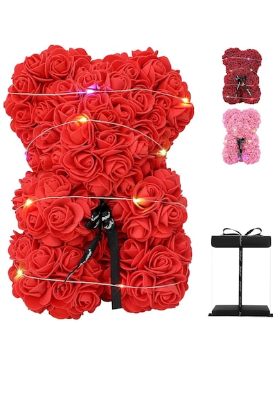 Işıklı Güllerden Ayıcık Teddy, Çiçeklerden Kutulu Ayı, Doğum Gü