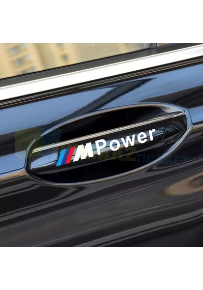Bmw M Power Kapı Kolu Jant Oto Sticker Yapıştırma Etiket 4 Ad