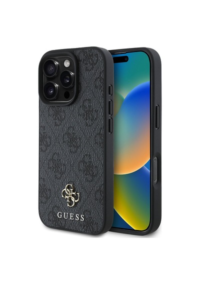 Apple iPhone 16 Pro Uyumlu Kılıf Guess Lisanslı Magsafe Şarj Özellikli Small 4g Classic Kapak Siyah