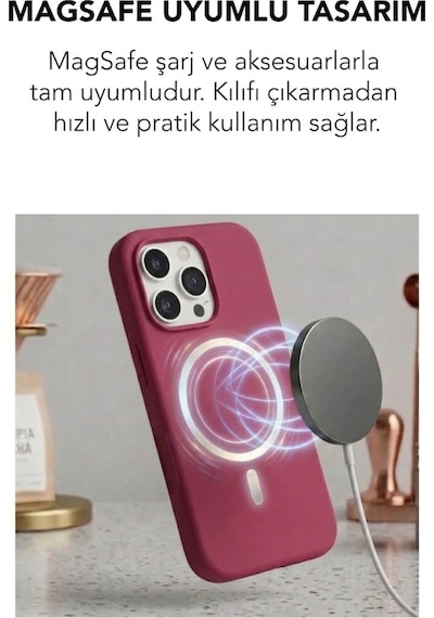 Apple İphone 15 Pro Max Uyumlu Magsafe Lansman Silikon Kılıf Koyu Pembe