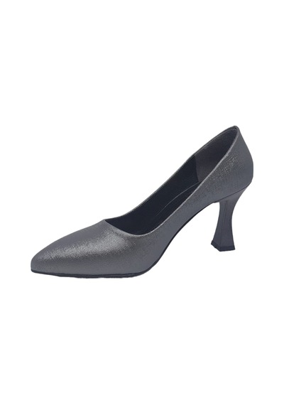 Zerhan 801 Kadın Platin Pırıltılı Kadeh Topuk Stiletto Ayakkabı Platin