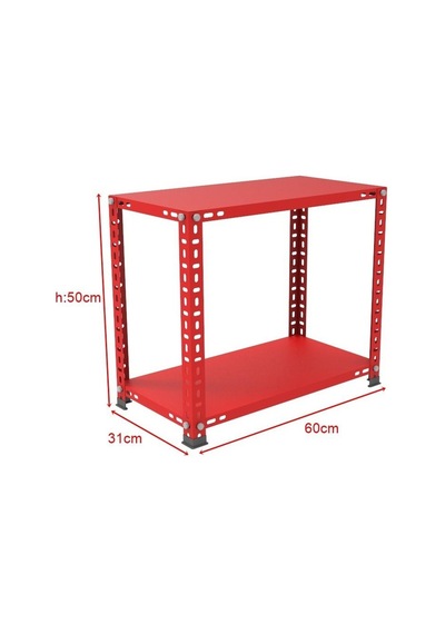 2 Katlı Renkli Çelik Raf Sehpa - Atölye, Depo, Ofis Sehpası Mavi-31x60 Cm-50 Cm