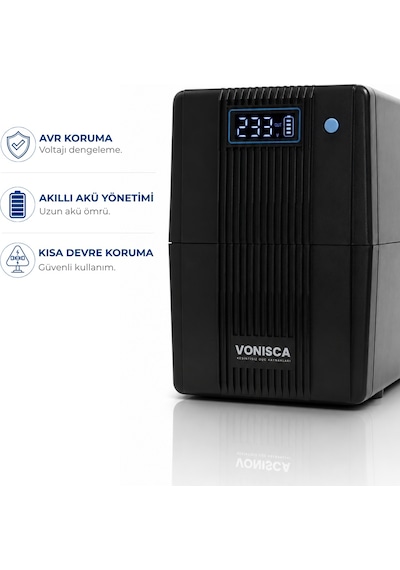 D-650 650va Lcd Kesintisiz Güç Kaynağı Line Interactive 1x12v 7ah Ups Bilgisayar Modem Kamera Pc