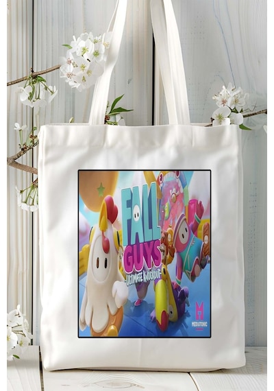 Art Hediye Fallguys Oyun Baskılı Omuz Çanta Kişiye Özel Model 9 Çok Renkli