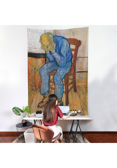 Acı Çeken Yaşlı Adam Sonsuzluğun Eşiğinde Duvar Örtüsü - Vincent Van Gogh-7442