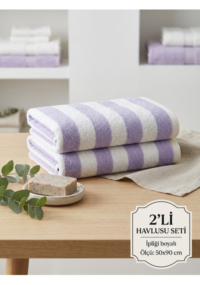 Lovehome 2li 50x90 İpliği Boyalı El Havlusu Mor