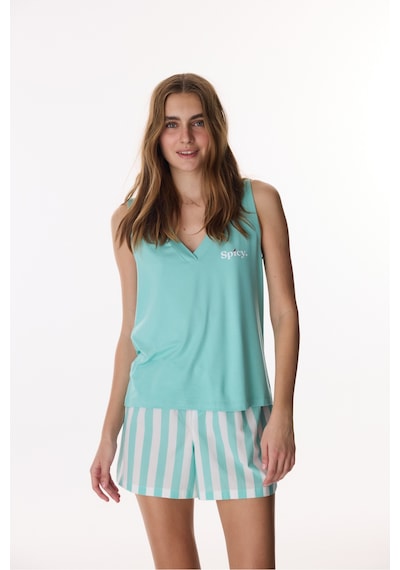 Penti Mint Yeşili Hailey Pamuklu Çizgili Şort Pijama Altı
