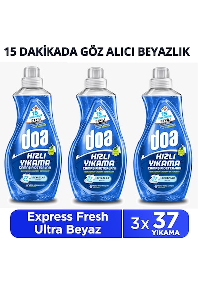 Doa Express Hızlı Yıkama Ultra Beyaz Sıvı Çamaşır Deterjanı 1480 Ml X 3 Adet
