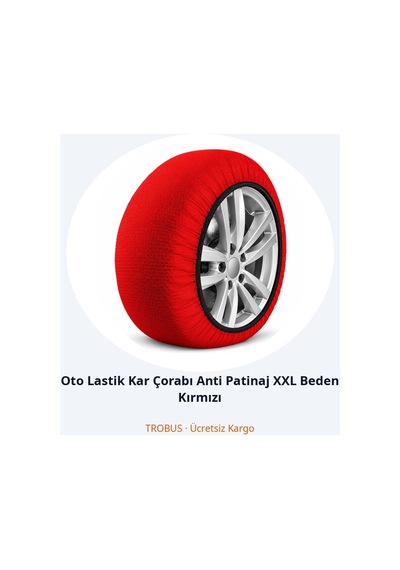 Trobus Oto Lastik Kar Çorabı Anti Patinaj Xxl Beden Kırmızı