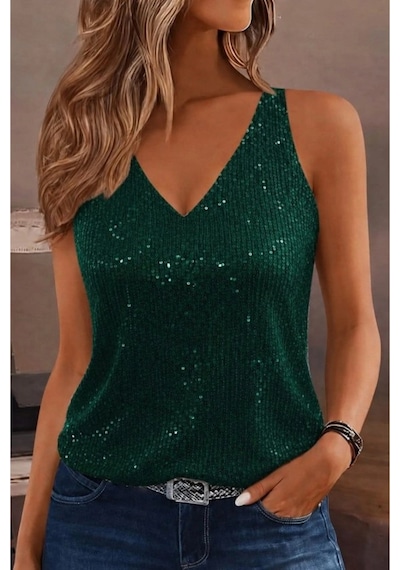 Butik İstanbul Kadın Askılı V Yaka Pul Payetli Bluz Yeşil Butik İstanbul Kadın Askılı V Yaka Pul Payetli Bluz Yeşil