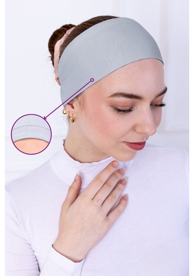 Loggia Kaymayan Silikonlu Bandana Bone - Sportif Saç Bandı-açık Gri Açık Gri