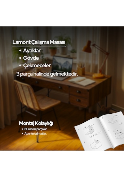 Lamont Çalışma Masası Koyu Ceviz 180x75 Cm Lamont Çalışma Masası Koyu Ceviz 180x75 Cm