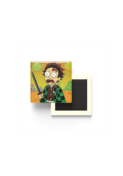 Tanjiro Kamado - 9x9 Cm Baskılı Kare Buzdolap Magneti