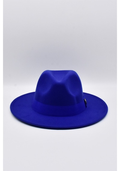 Külah Kadın Saks Mavi Boater Fedora Fötr Şapka Panama Kasket - Standart Saks Mavi