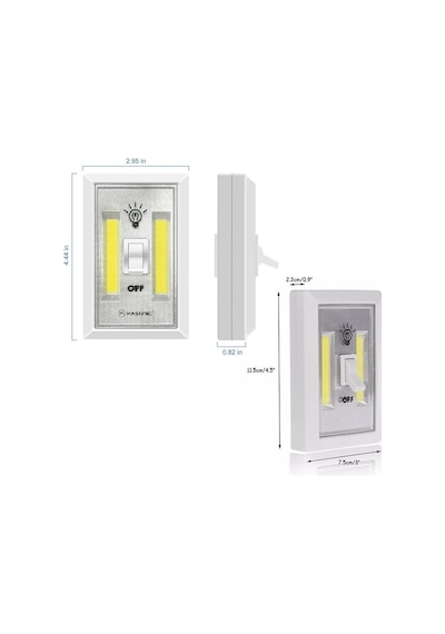Güncelçarşı Pille Çalışan Duvar Anahtarı Tipi Cob Led Lamba, Kablosuz Dolap İçi Aydınlatma, Mık 2 Adet