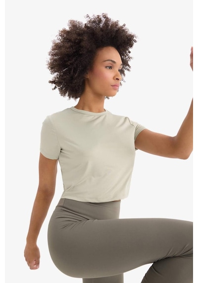 DeFactoFit Crop Bisiklet Yaka Basic Düz Sporcu Kısa Kollu Tişört D7295AX25SPKH513