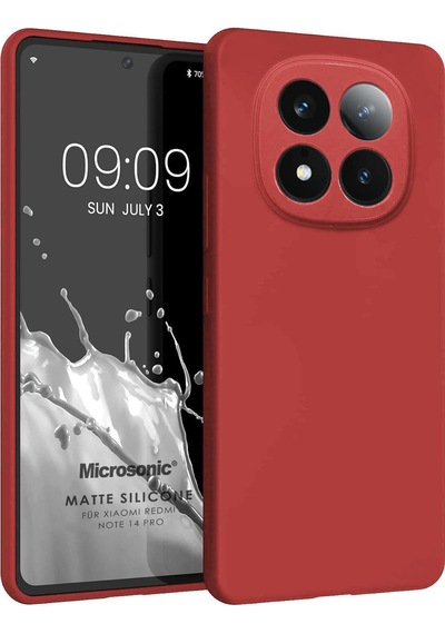 Microsonic Matte Silicone Xiaomi Redmi Note 14 Pro 4g Kılıf Kırmızı -