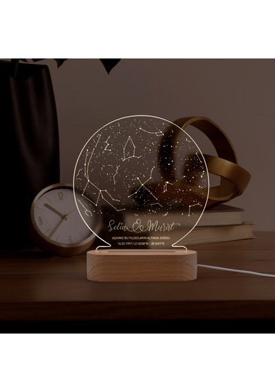 Kişiye Özel Yıldız Haritası Yuvarlak Model Ledli Gece Lambası Masif Ahşap Tabanlı Usb Kablolu Pleksi Led Gece Lambası Kişiye Özel Yıldız Haritası Yuvarlak Model Ledli Gece Lambası Masif Ahşap Tabanlı Usb Kablolu Pleksi Led Gece Lambası
