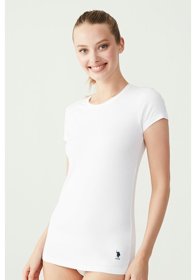 U.S. Polo Assn. Kadın Beyaz Kısa Kollu Yuvarlak Yaka T-Shirt 66002