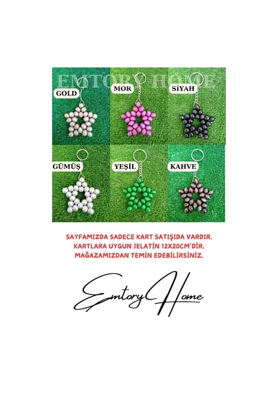 50 Adet Uzun Zincirli Yıldız Anahtarlık - Hediyelik Anahtarlık -