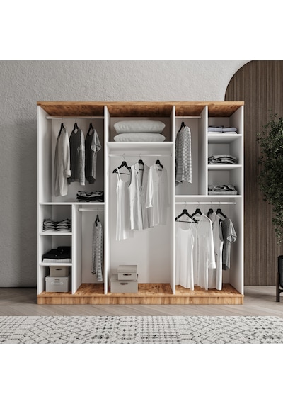 Rosa 6 Kapaklı Komple Mdf Gardırop - Elbise Dolabı